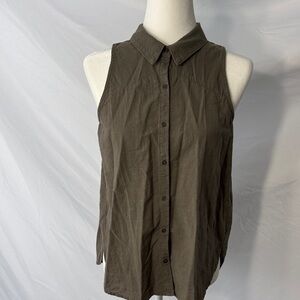 Universal Thread Sleeveless Khaki Button-Down Top